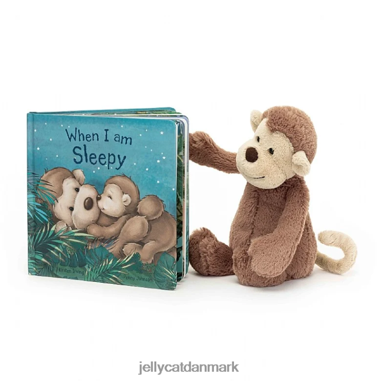 Bestil LHVJ00725 når jeg er søvnig bog og blufærdig abebrun Jellycat