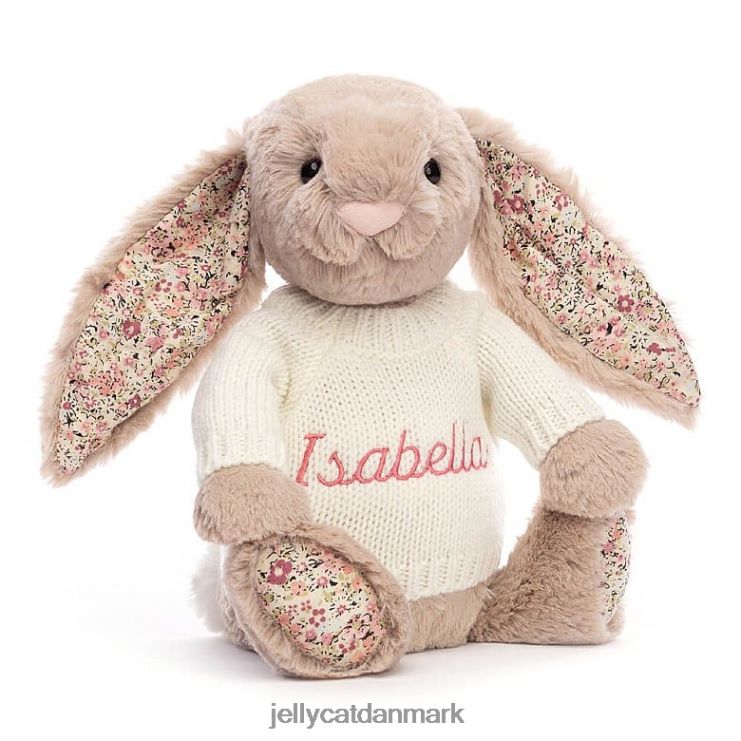 legetøj LHVJ00160 blossom bea bunny med personlig cremetrøje beige Jellycat