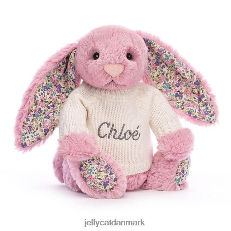 legetøj LHVJ00298 blomstrende tulipankanin med personlig cremetrøje pink Jellycat