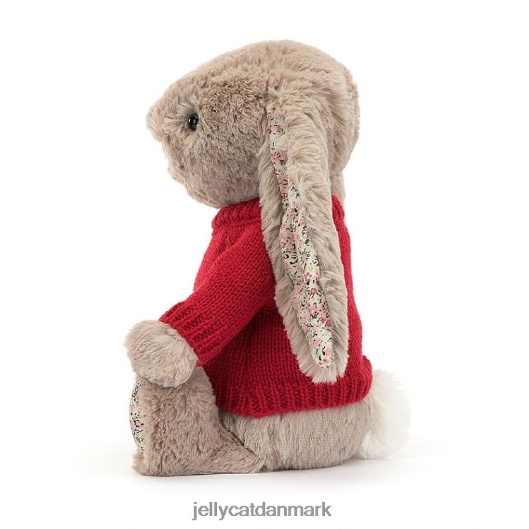 legetøj LHVJ00334 blomst bea bunny med personlig rød trøje beige Jellycat