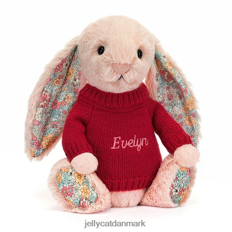 legetøj LHVJ00425 blossom blush bunny med personlig rød sweater fersken Jellycat