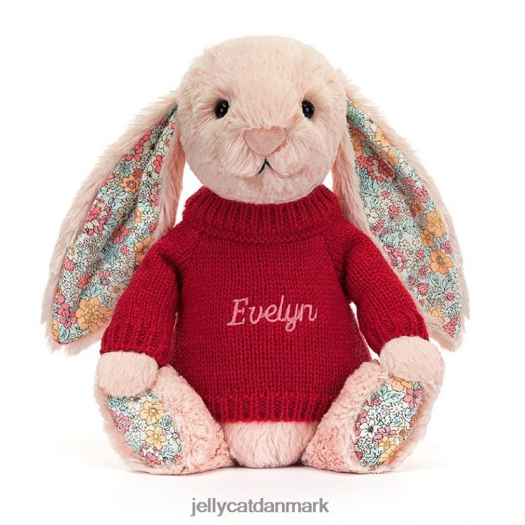 legetøj LHVJ00425 blossom blush bunny med personlig rød sweater fersken Jellycat