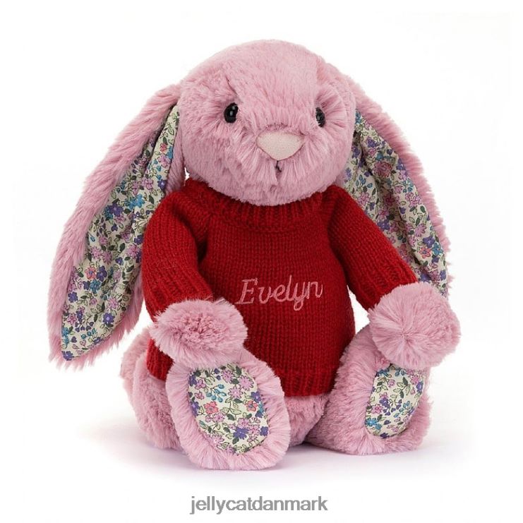 legetøj LHVJ00430 blomstrende tulipankanin med personlig rød sweater pink Jellycat