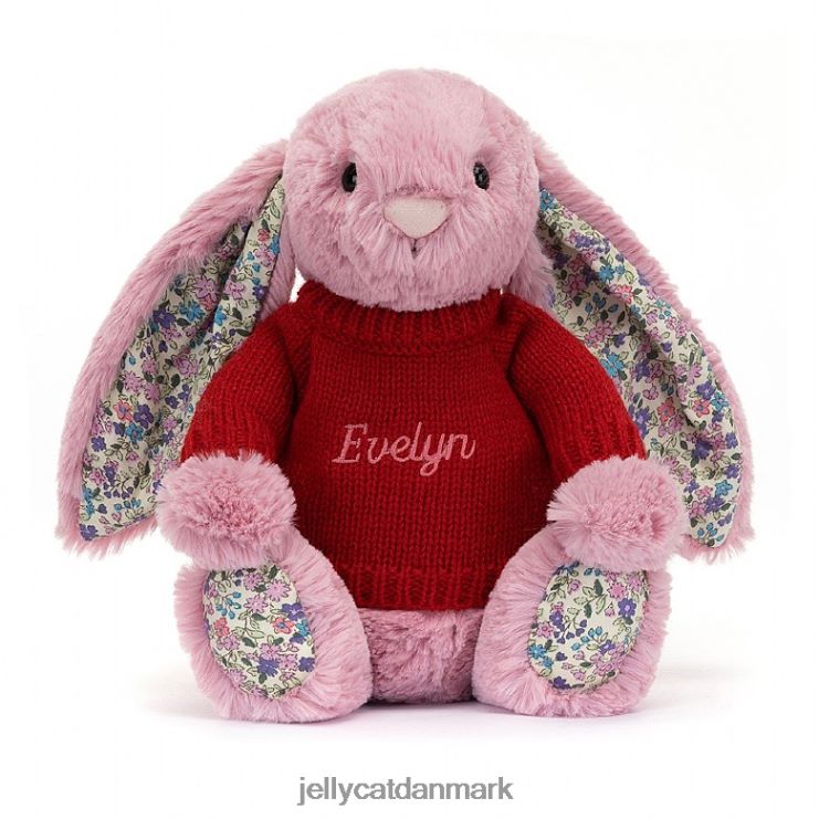 legetøj LHVJ00430 blomstrende tulipankanin med personlig rød sweater pink Jellycat