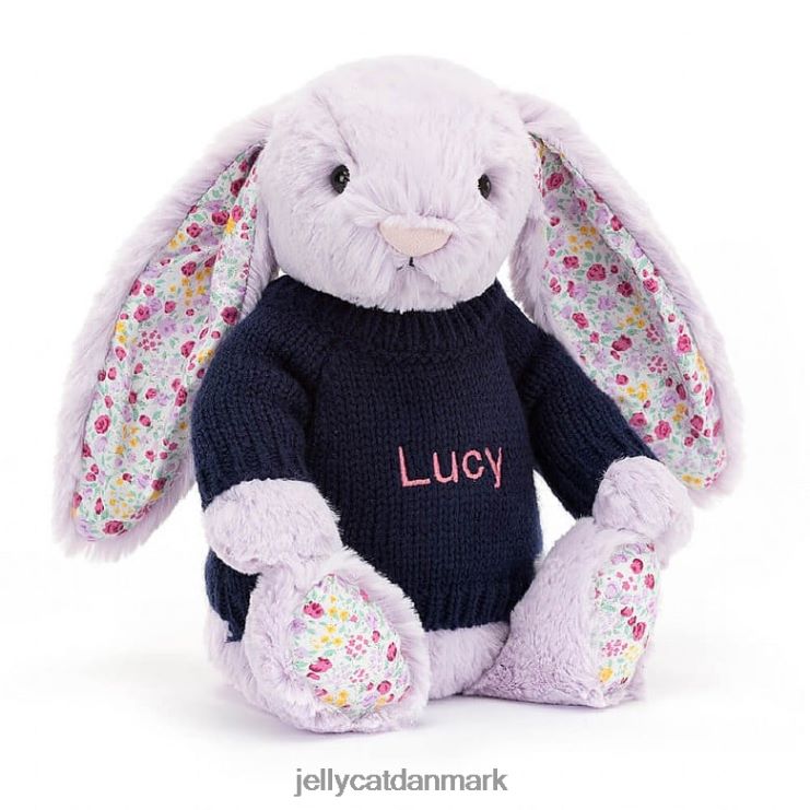 legetøj LHVJ00472 blomstrende jasminkanin med personlig marineblå sweater lilla Jellycat