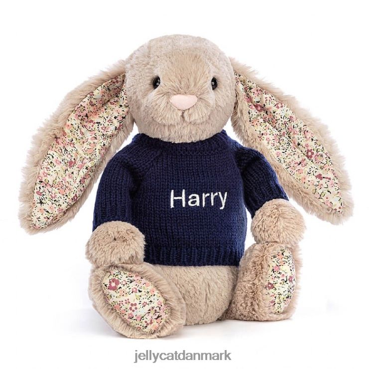 legetøj LHVJ00480 blossom bea bunny med personlig marineblå trøje beige Jellycat