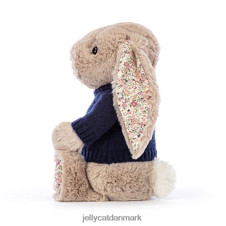legetøj LHVJ00480 blossom bea bunny med personlig marineblå trøje beige Jellycat