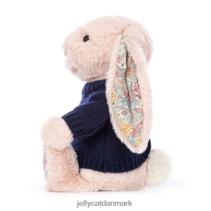 legetøj LHVJ00484 blossom blush bunny med personlig marineblå sweater fersken Jellycat