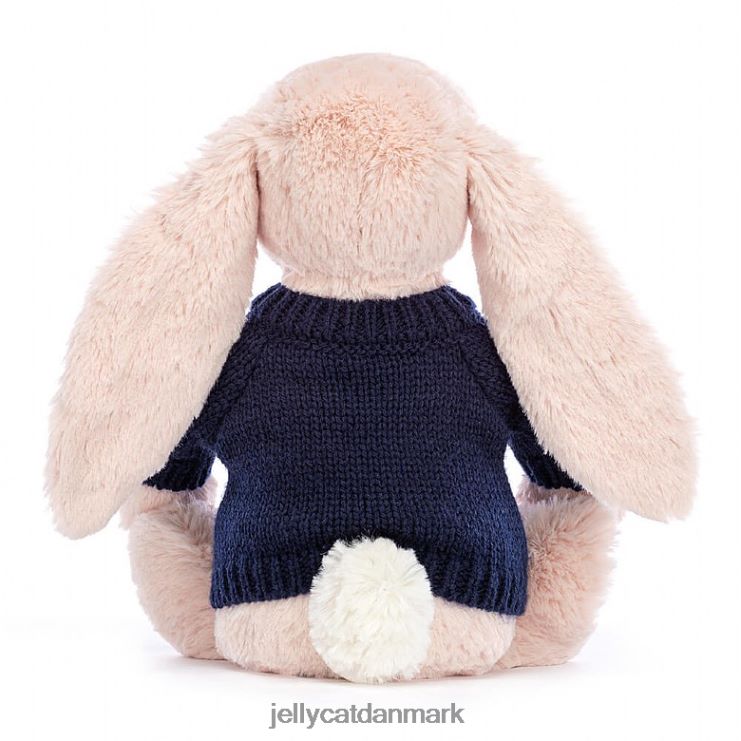 legetøj LHVJ00484 blossom blush bunny med personlig marineblå sweater fersken Jellycat