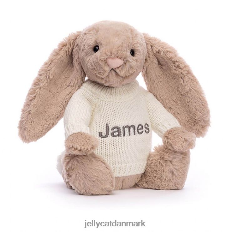 legetøj LHVJ00146 bashful kanin med personlig cremetrøje beige Jellycat