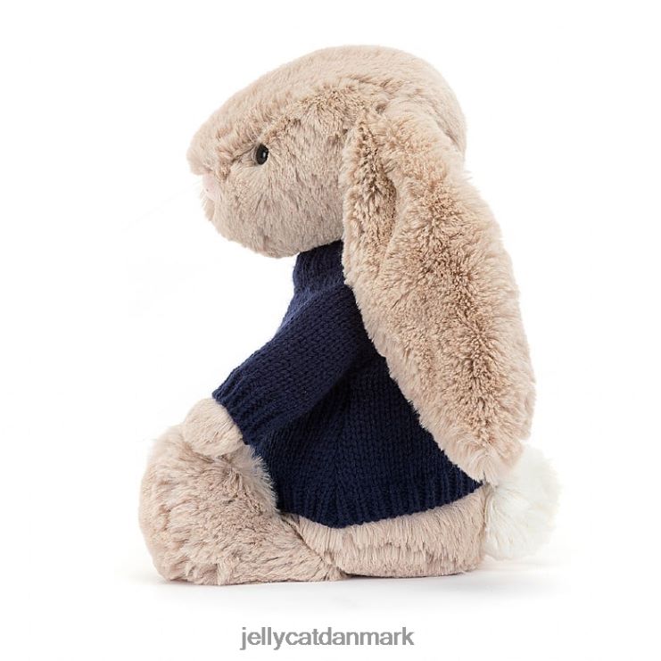 legetøj LHVJ00147 bashful kanin med personlig marineblå trøje beige Jellycat