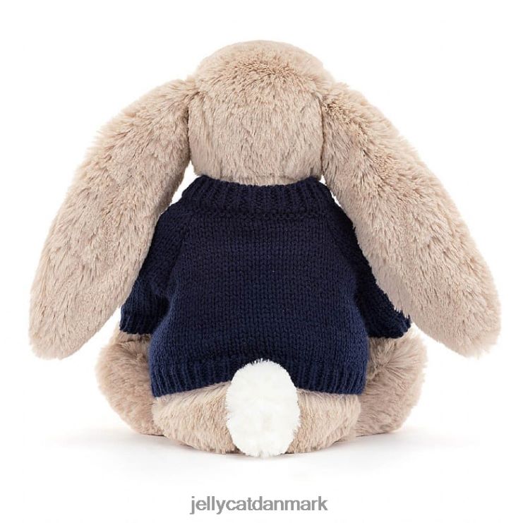 legetøj LHVJ00147 bashful kanin med personlig marineblå trøje beige Jellycat