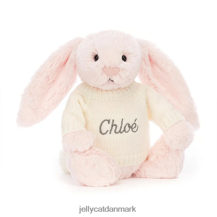 legetøj LHVJ00159 bashful pink kanin med personlig cremetrøje baby pink Jellycat