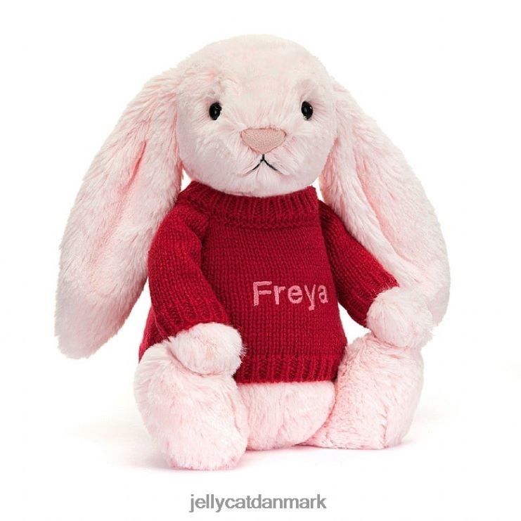 legetøj LHVJ00172 bashful pink kanin med personlig rød sweater baby pink Jellycat