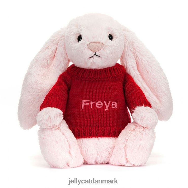 legetøj LHVJ00172 bashful pink kanin med personlig rød sweater baby pink Jellycat