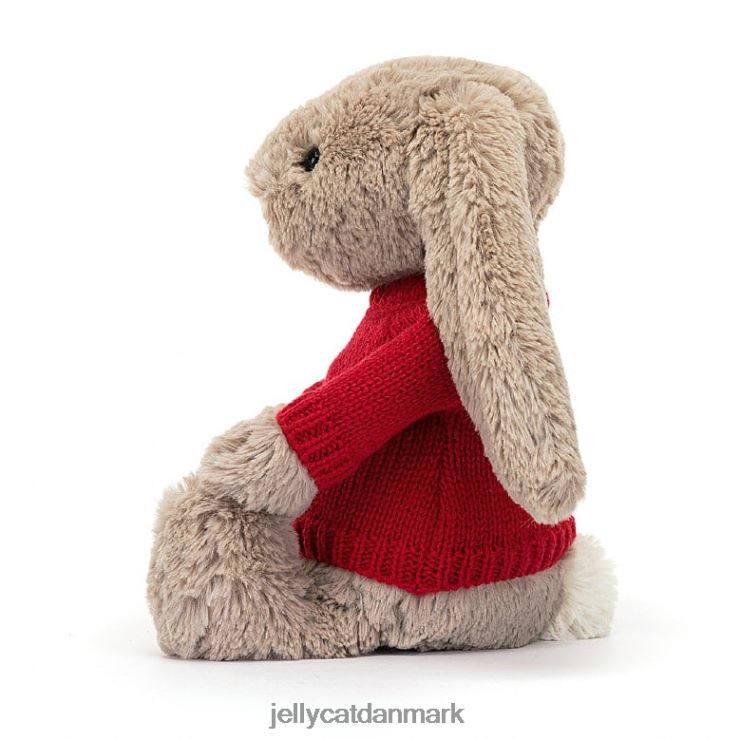 legetøj LHVJ00178 bashful kanin med personlig rød trøje beige Jellycat