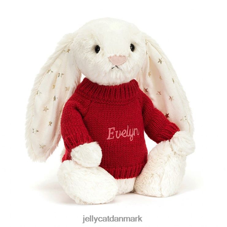 legetøj LHVJ00213 bashful glimt kanin med personlig rød jumper creme Jellycat