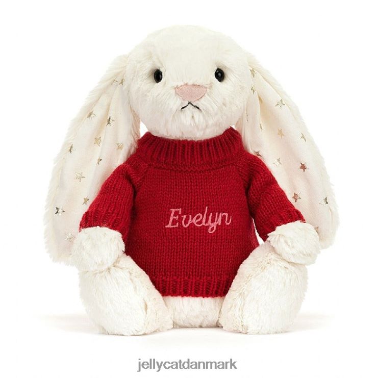 legetøj LHVJ00213 bashful glimt kanin med personlig rød jumper creme Jellycat