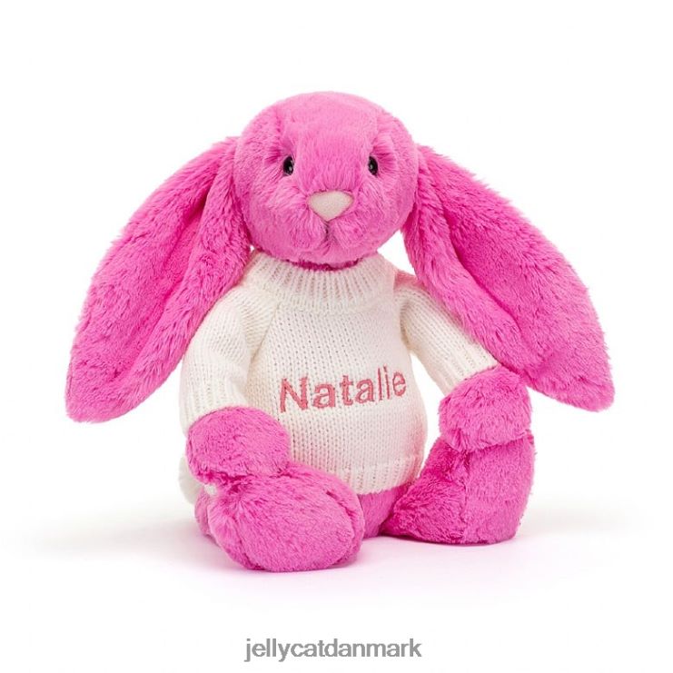 legetøj LHVJ00216 bashful kanin med personlig cremetrøje hot pink Jellycat