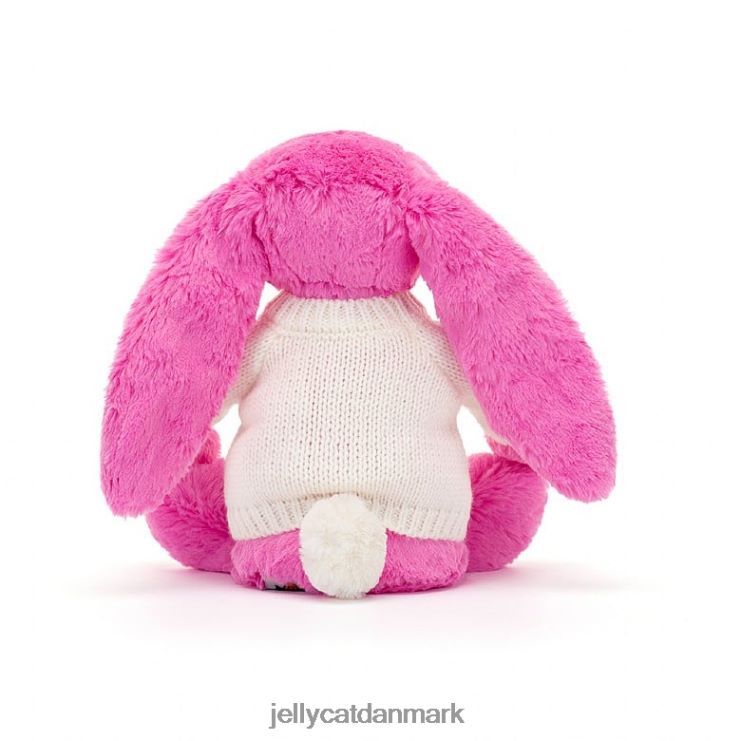 legetøj LHVJ00216 bashful kanin med personlig cremetrøje hot pink Jellycat