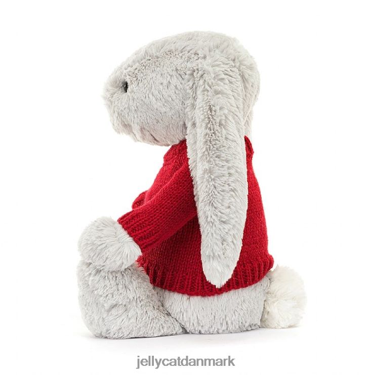 legetøj LHVJ00245 bashful kanin med personlig rød sweater sølv Jellycat