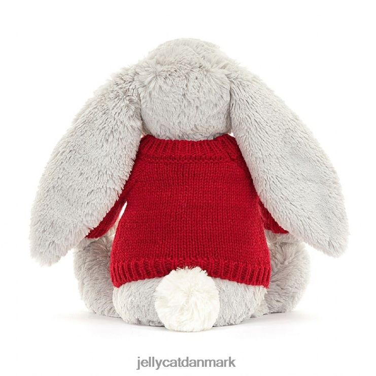 legetøj LHVJ00245 bashful kanin med personlig rød sweater sølv Jellycat
