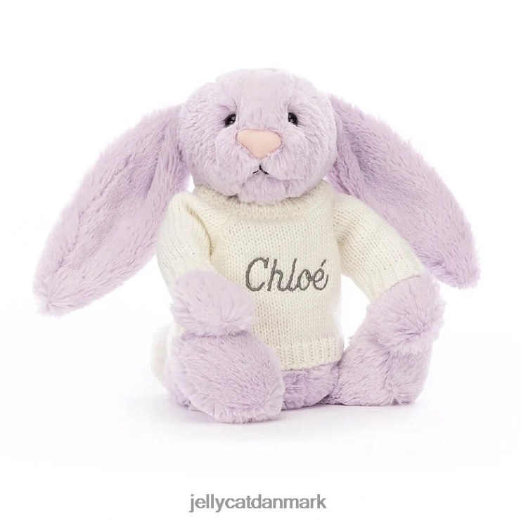 legetøj LHVJ00257 bashful kanin med personlig cremetrøje lilla Jellycat