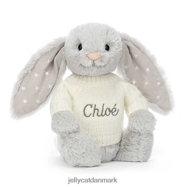 legetøj LHVJ00267 bashful shimmer bunny med personlig creme sweater grå Jellycat