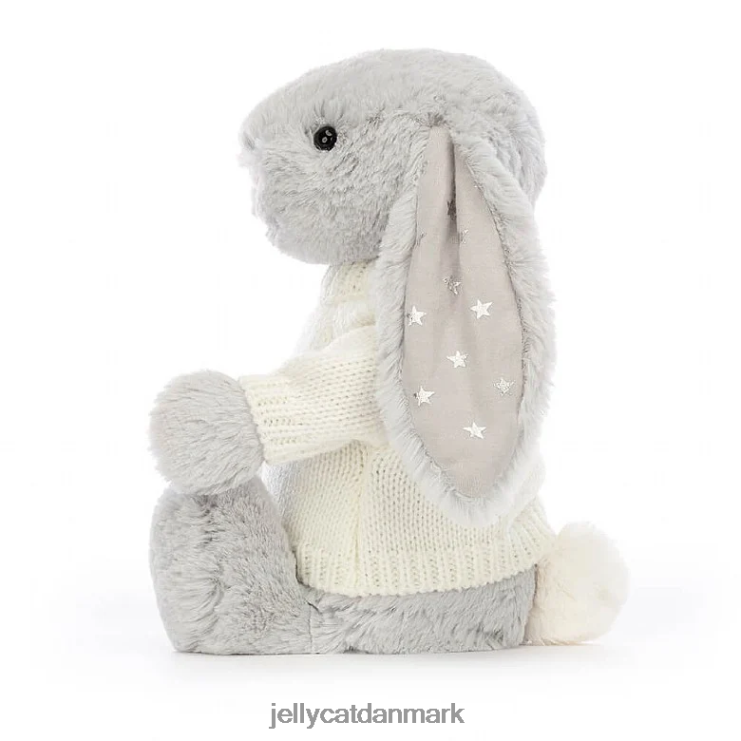 legetøj LHVJ00267 bashful shimmer bunny med personlig creme sweater grå Jellycat