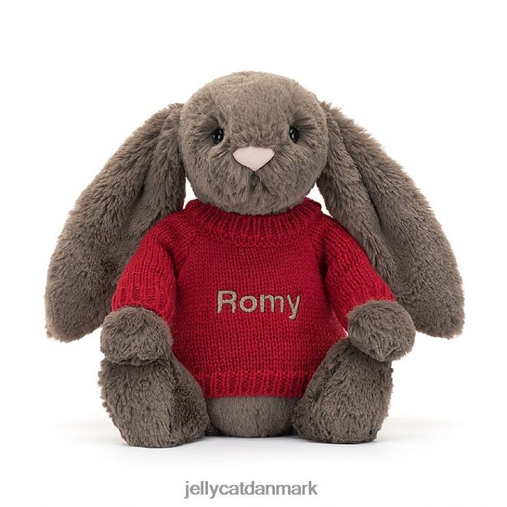 legetøj LHVJ00270 bashful trøffelkanin med personlig rød trøje brun Jellycat