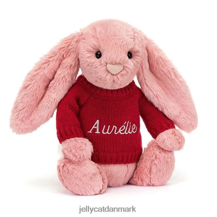 legetøj LHVJ00299 bashful kronblad kanin med personlig rød jumper sorbet pink Jellycat