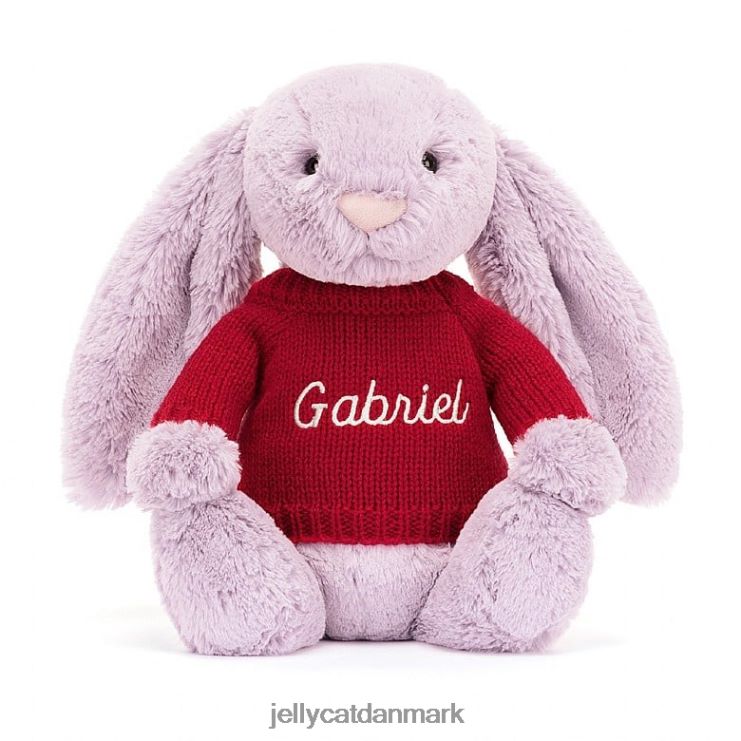 legetøj LHVJ00300 bashful kanin med personlig rød trøje lilla Jellycat