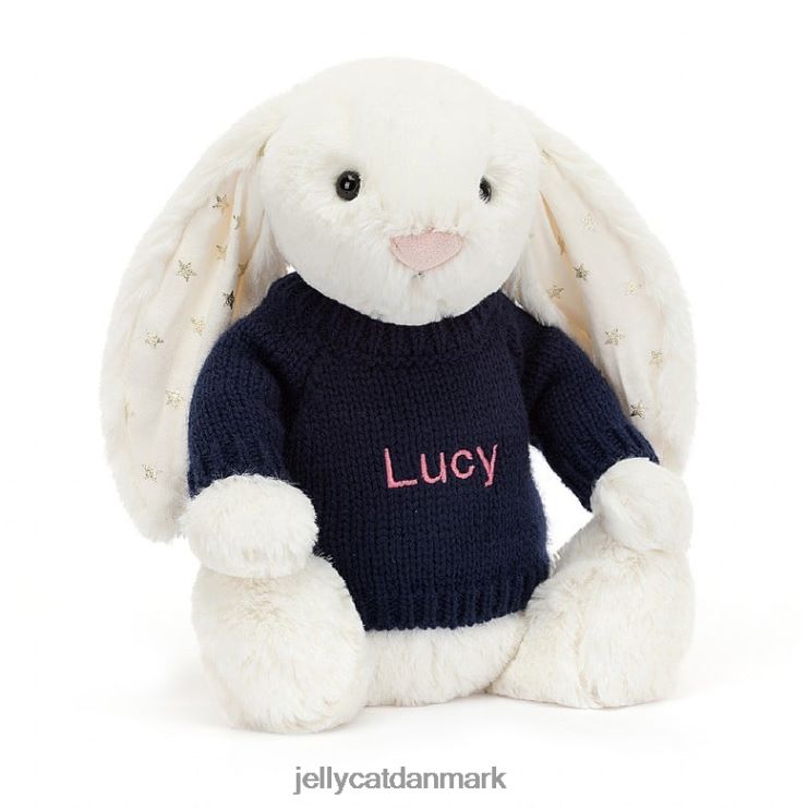 legetøj LHVJ00312 bashful glimt kanin med personlig marineblå jumper creme Jellycat