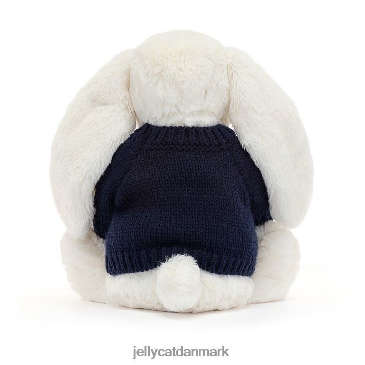 legetøj LHVJ00312 bashful glimt kanin med personlig marineblå jumper creme Jellycat