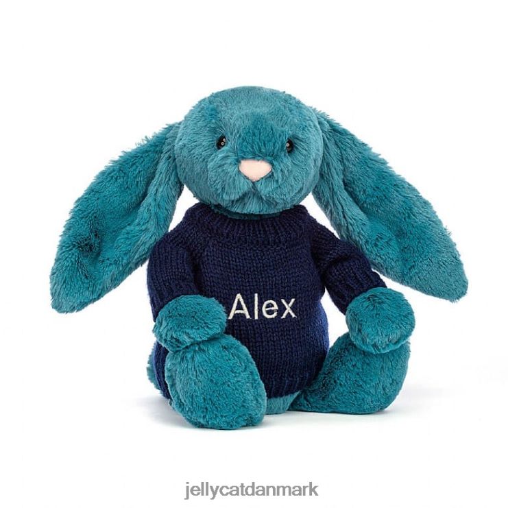 legetøj LHVJ00316 bashful mineralblå kanin med personlig marineblå bluse colbaltblå Jellycat