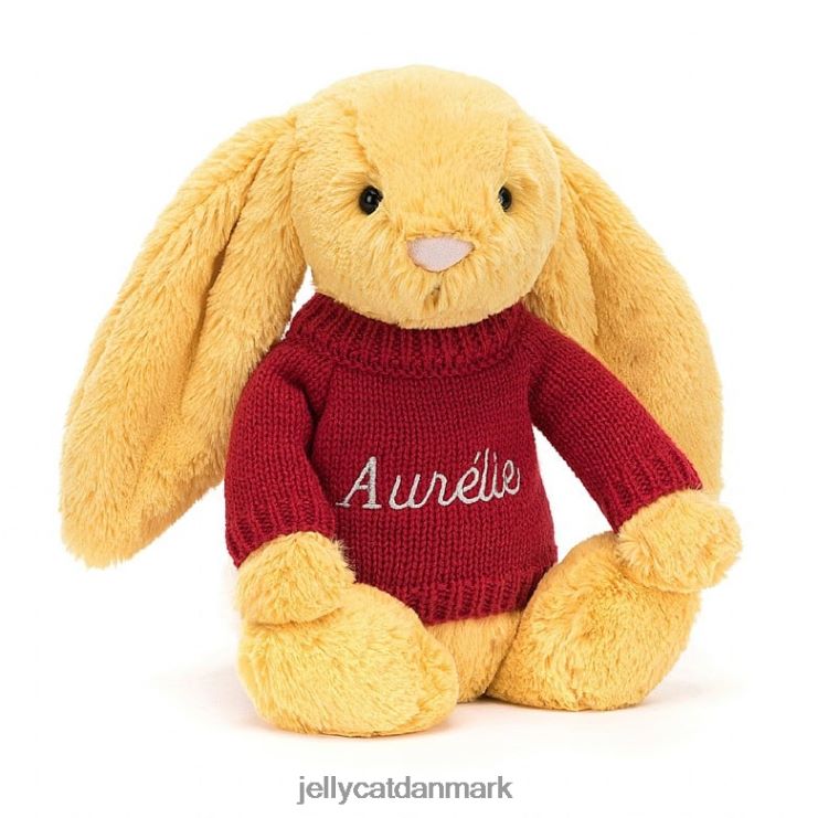 legetøj LHVJ00332 bashful kanin med personlig rød trøje solskin Jellycat