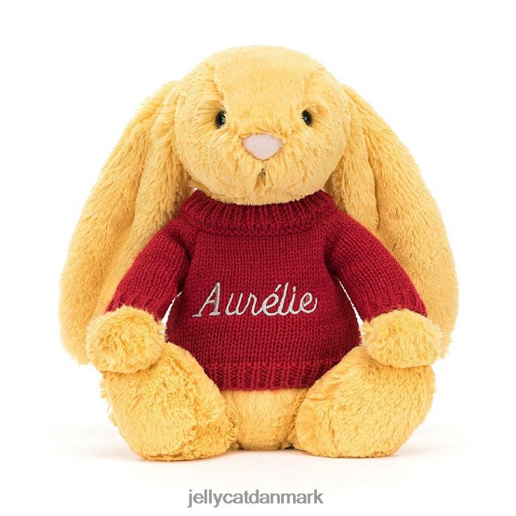 legetøj LHVJ00332 bashful kanin med personlig rød trøje solskin Jellycat