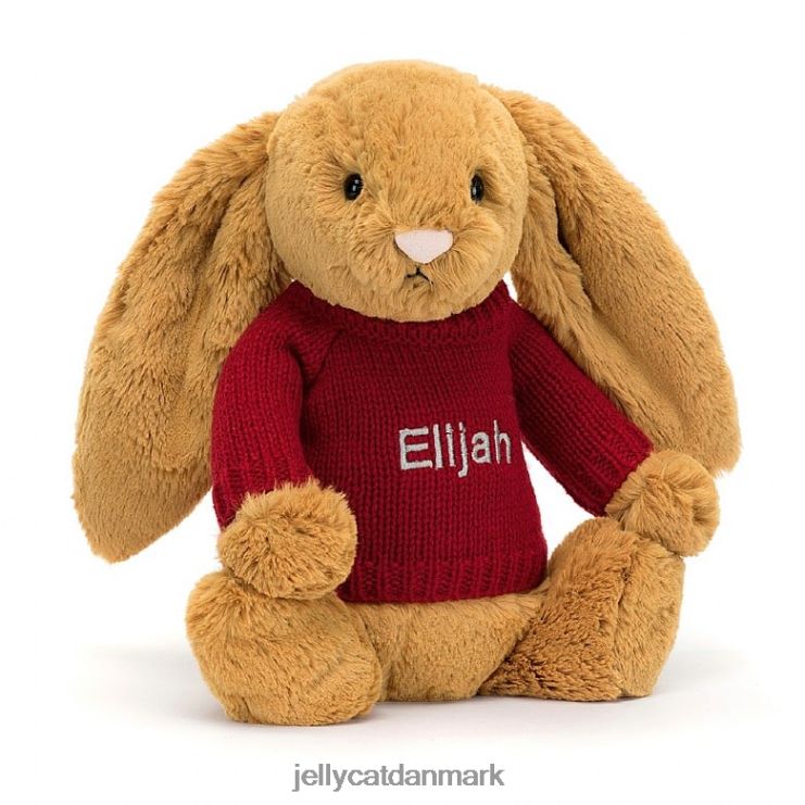 legetøj LHVJ00333 bashful en bunny med personlig rød trøje guld Jellycat