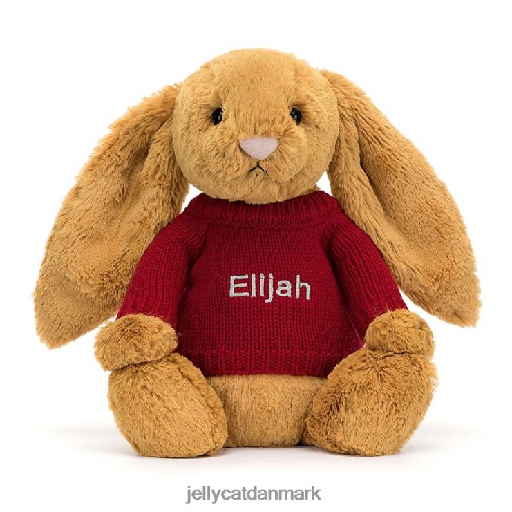 legetøj LHVJ00333 bashful en bunny med personlig rød trøje guld Jellycat