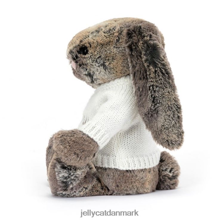 legetøj LHVJ00354 bashful bomuldshale kanin med personlig cremetrøje grå Jellycat