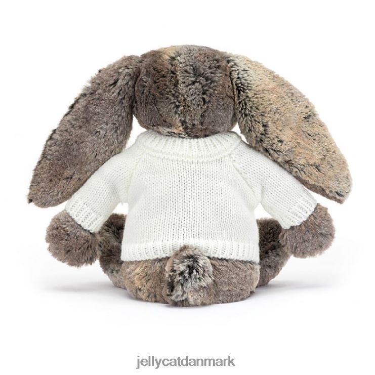 legetøj LHVJ00354 bashful bomuldshale kanin med personlig cremetrøje grå Jellycat