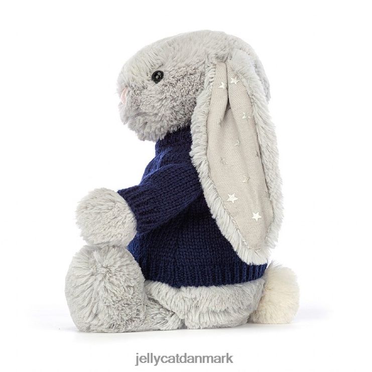 legetøj LHVJ00356 bashful shimmer bunny med personlig marineblå sweater grå Jellycat