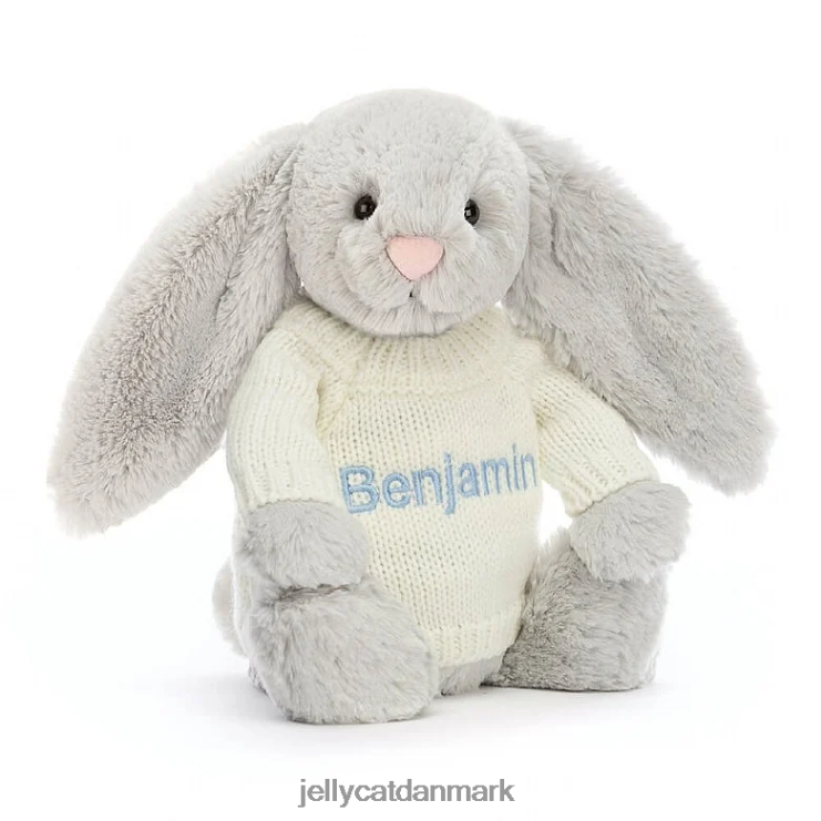 legetøj LHVJ00371 bashful kanin med personlig cremetrøje sølv Jellycat
