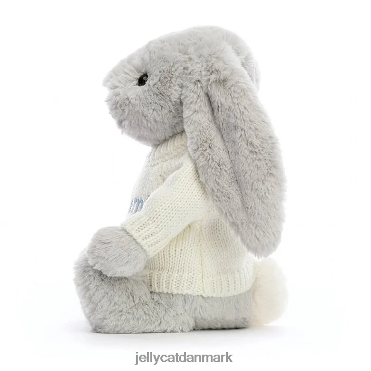 legetøj LHVJ00371 bashful kanin med personlig cremetrøje sølv Jellycat