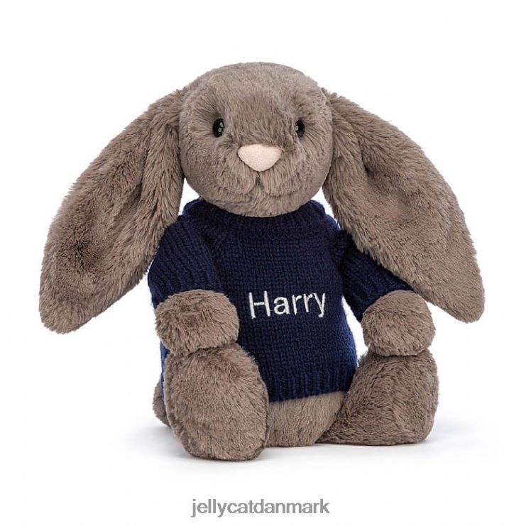 legetøj LHVJ00373 bashful trøffelkanin med personlig marineblå trøje brun Jellycat