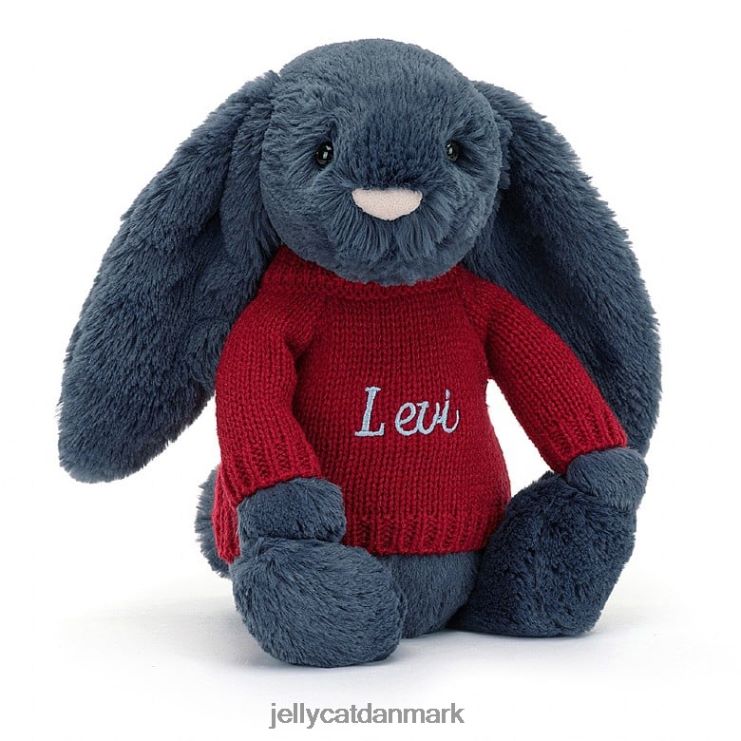 legetøj LHVJ00374 bashful kanin med personlig rød bluse marineblå Jellycat