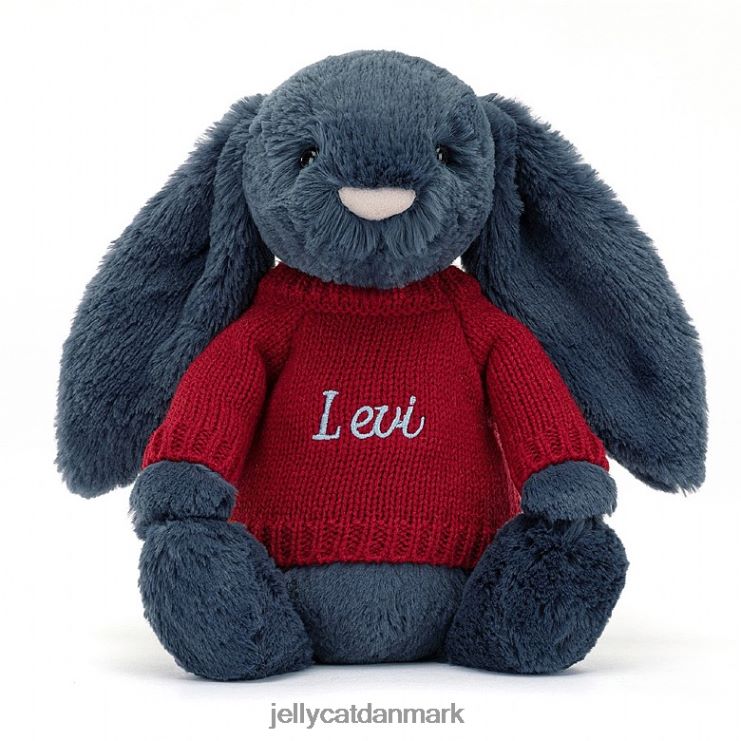 legetøj LHVJ00374 bashful kanin med personlig rød bluse marineblå Jellycat