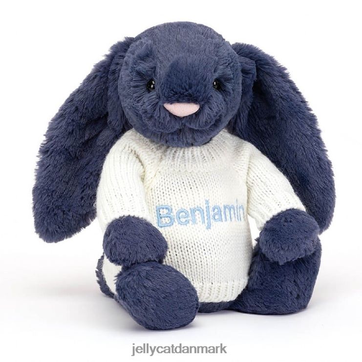 legetøj LHVJ00389 bashful kanin med personlig cremetrøje marineblå Jellycat