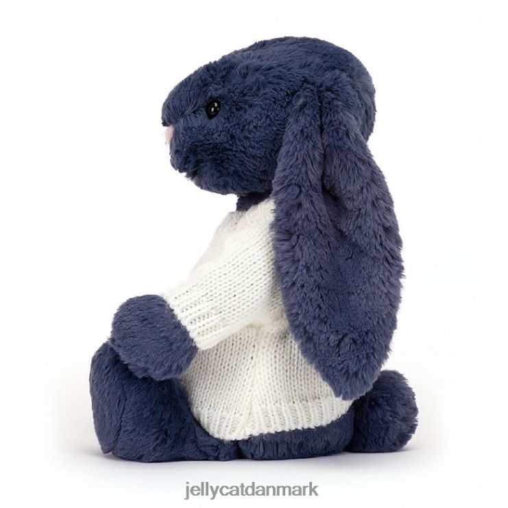 legetøj LHVJ00389 bashful kanin med personlig cremetrøje marineblå Jellycat