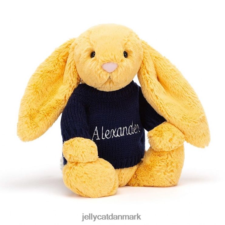 legetøj LHVJ00390 bashful kanin med personlig marineblå trøje solskin Jellycat